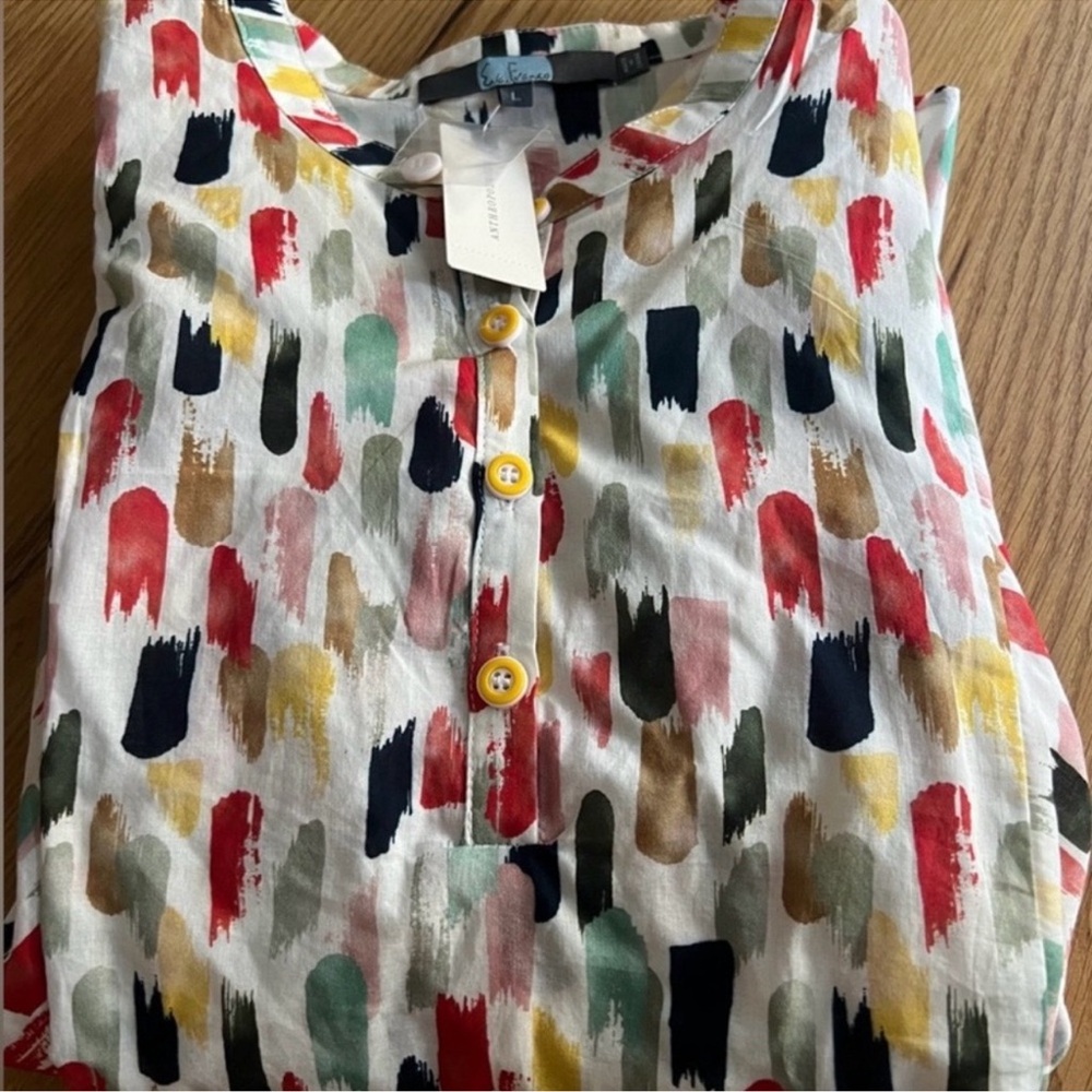 EVA FRANCO ANTHROPOLOGIE KRIZIA TOP IN MULTICOLOR, SIZE L, NWT. - Picture 11 of 11